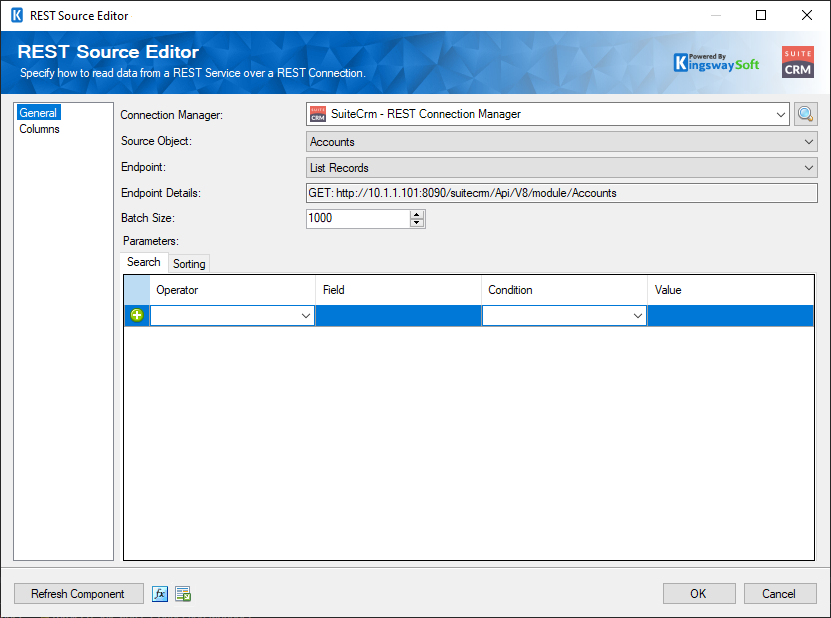 SSIS SuiteCRM Source Component - General